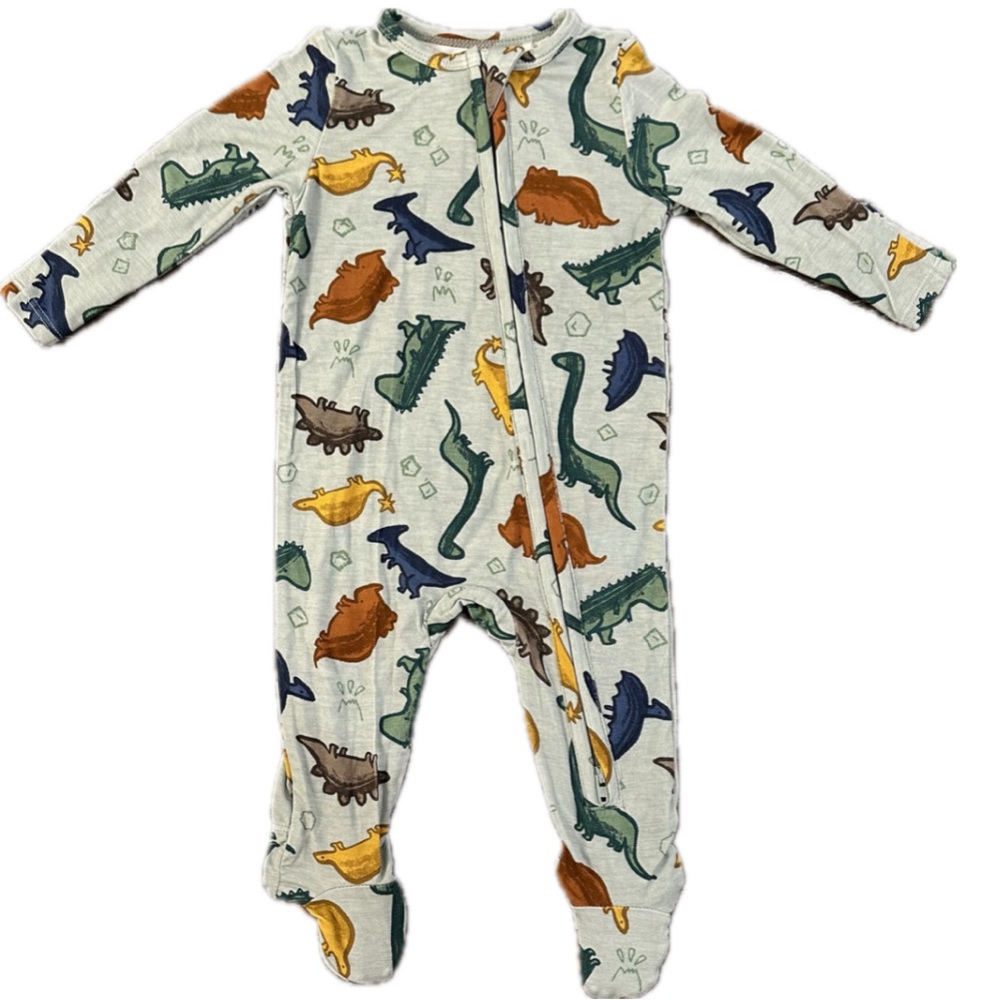NWT Angel Dear Bamboo Dinosaur 2-Way Zipper Footie, 3-6 months